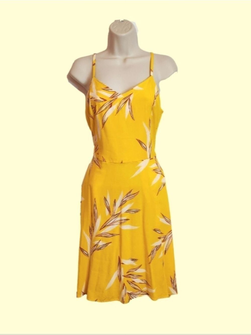 Apt 9 Yellow Floral Spaghetti Strap Fit Flare Mini Dress Medium